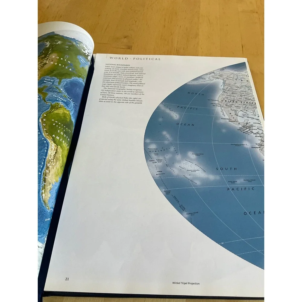 National Geographic Satellite Atlas of the World Hardcover Blue Silver Map Book